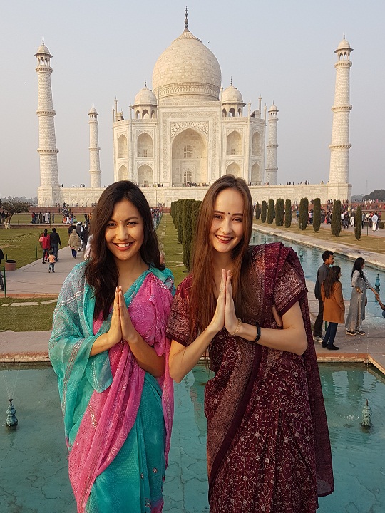 Namaste at Taj Mahal